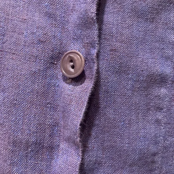 FLAX 100% Linen Button Up Top Large-Purple - Picture 4 of 5